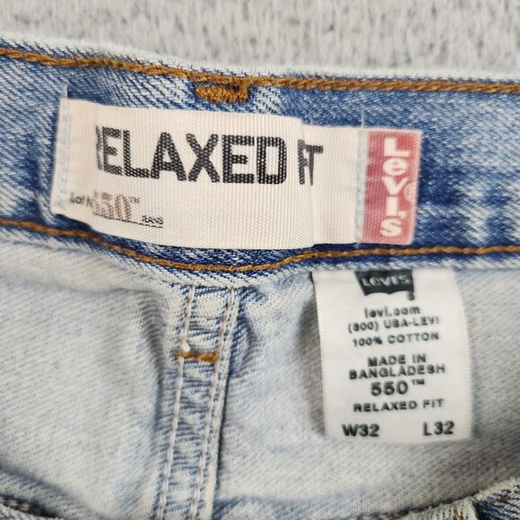 Levi's 550 Relaxed Fit Straight Leg Light Wash Denim Jeans Mens 32x32 Thrashed - Picture 7 of 13